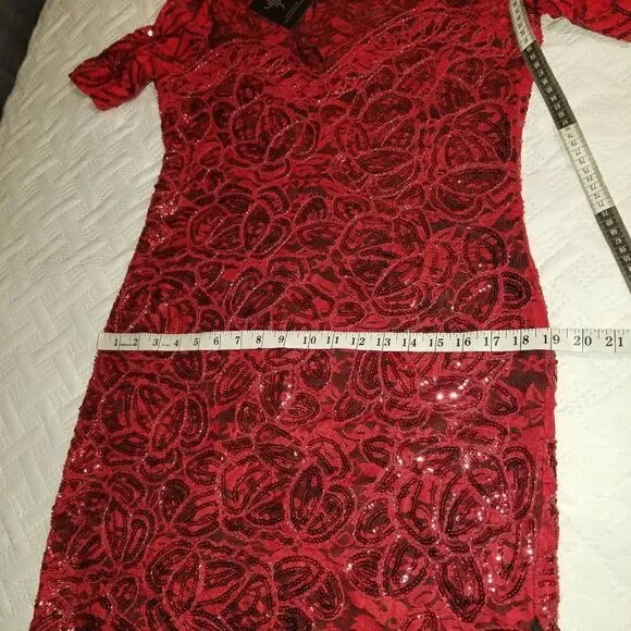 VIJIV+vintage 1920s sequined flapper dress +red new Large - Picture 11 of 16